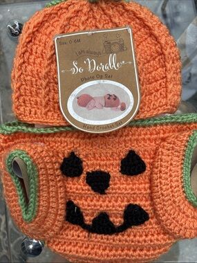Orange Crochet Pumpkin Costume Set for Kids